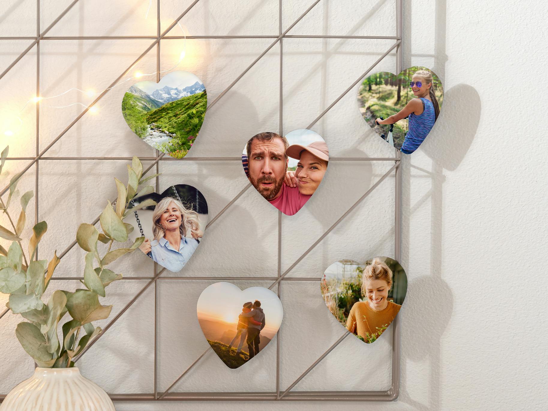 Magnet photo coeur avec photos de famille