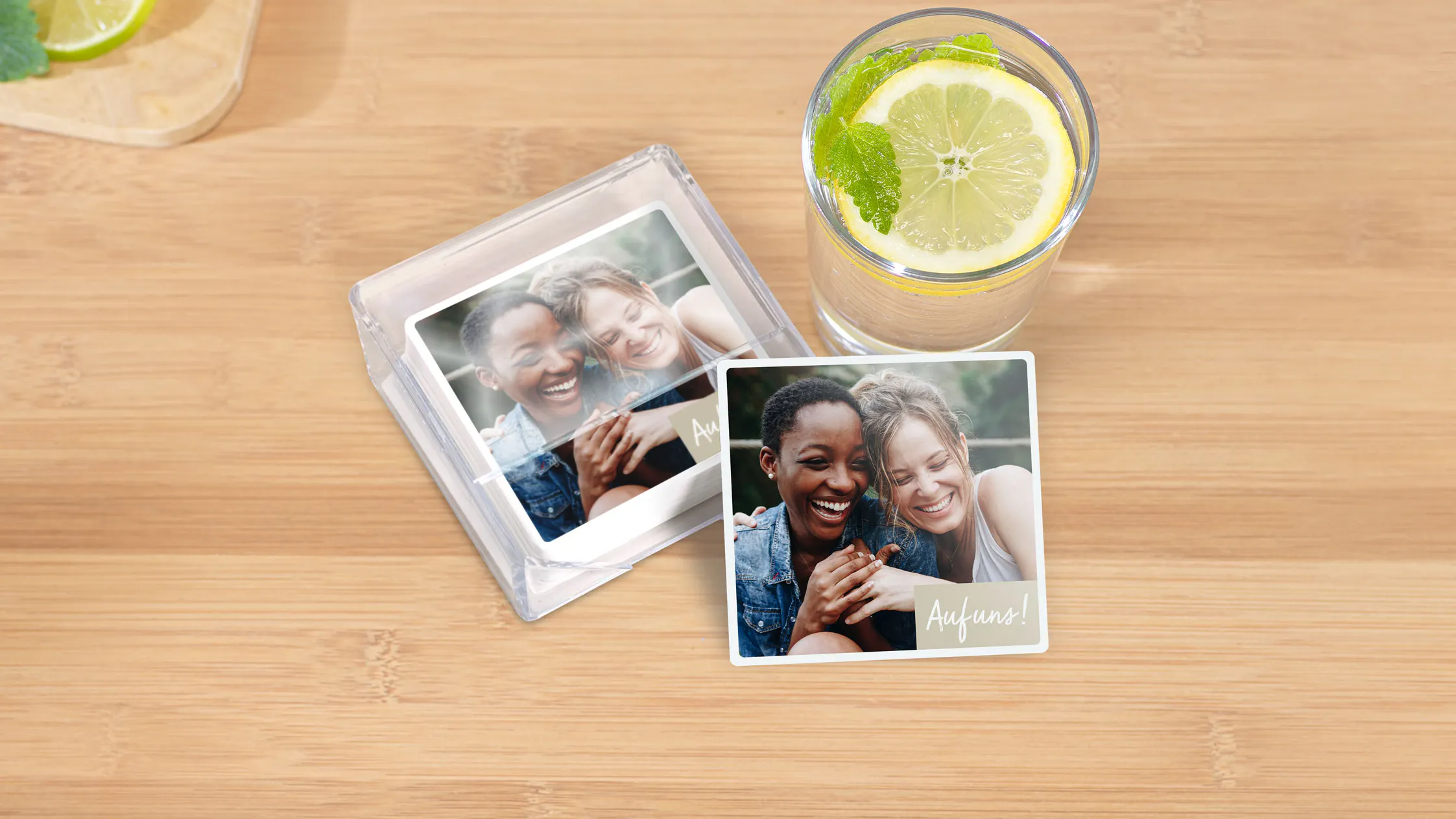 Foto-Untersetzer mit Bild von Freundinnen