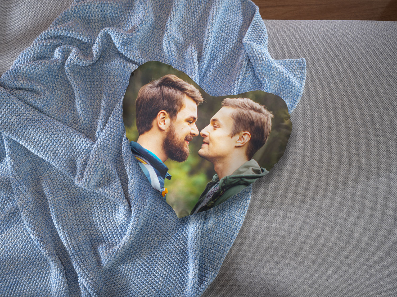 Coussin photo en forme de coeur