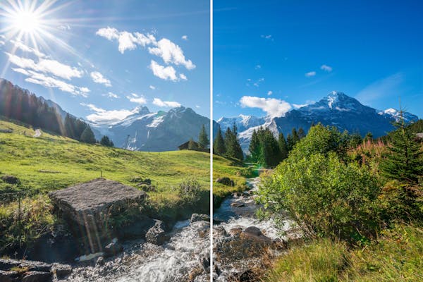 Automatische foto-optimalisatie – DPO Vergelijking van een foto zonder en met foto-optimalisatie.