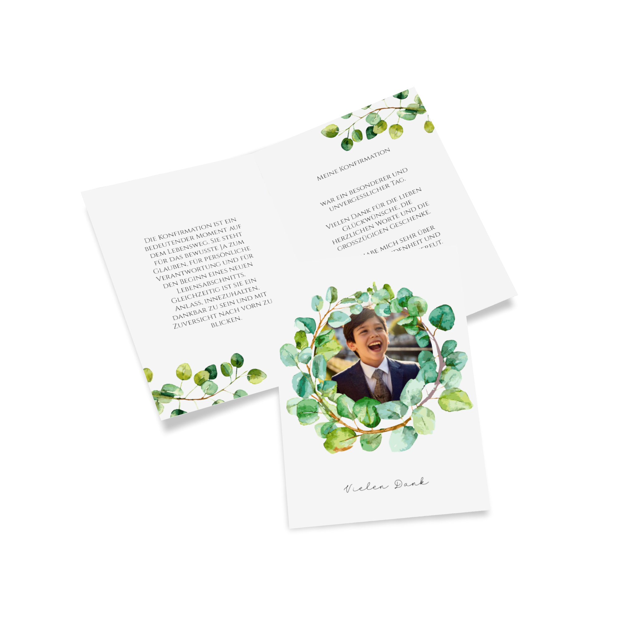 Danksagungskarte zur Konfirmation mit Ranken-Design