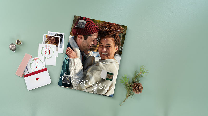 Veganer Adventskalender zum Selbstbefüllen mit Retro-Fotos
