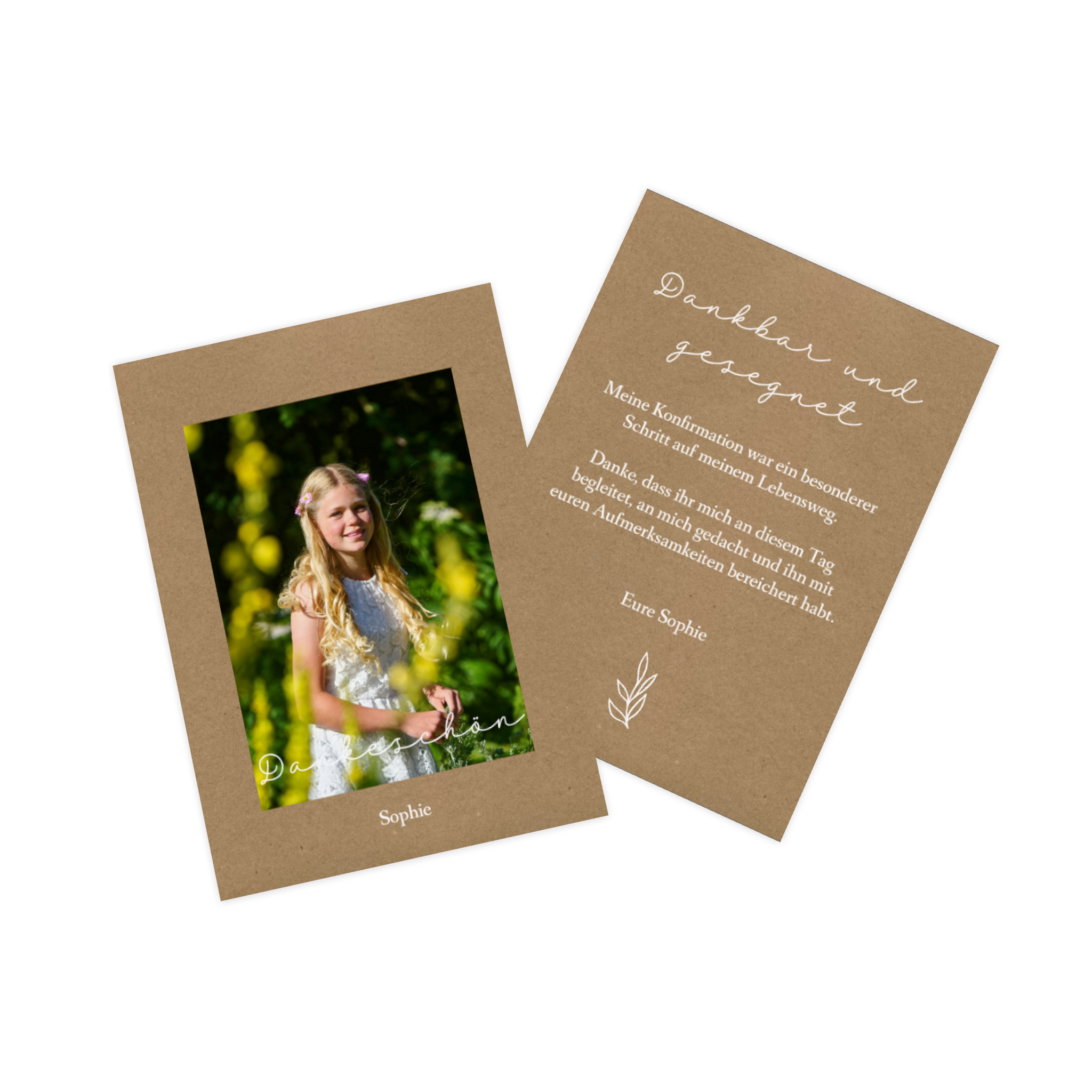Fotokarte als Danksagung zur Konfirmation mit Bild des Konfirmationskindes.