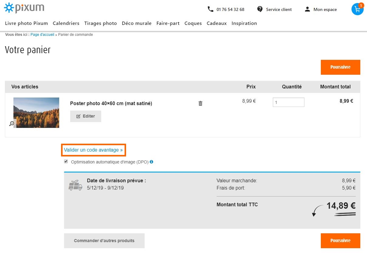Utilisation d'un code sur le site