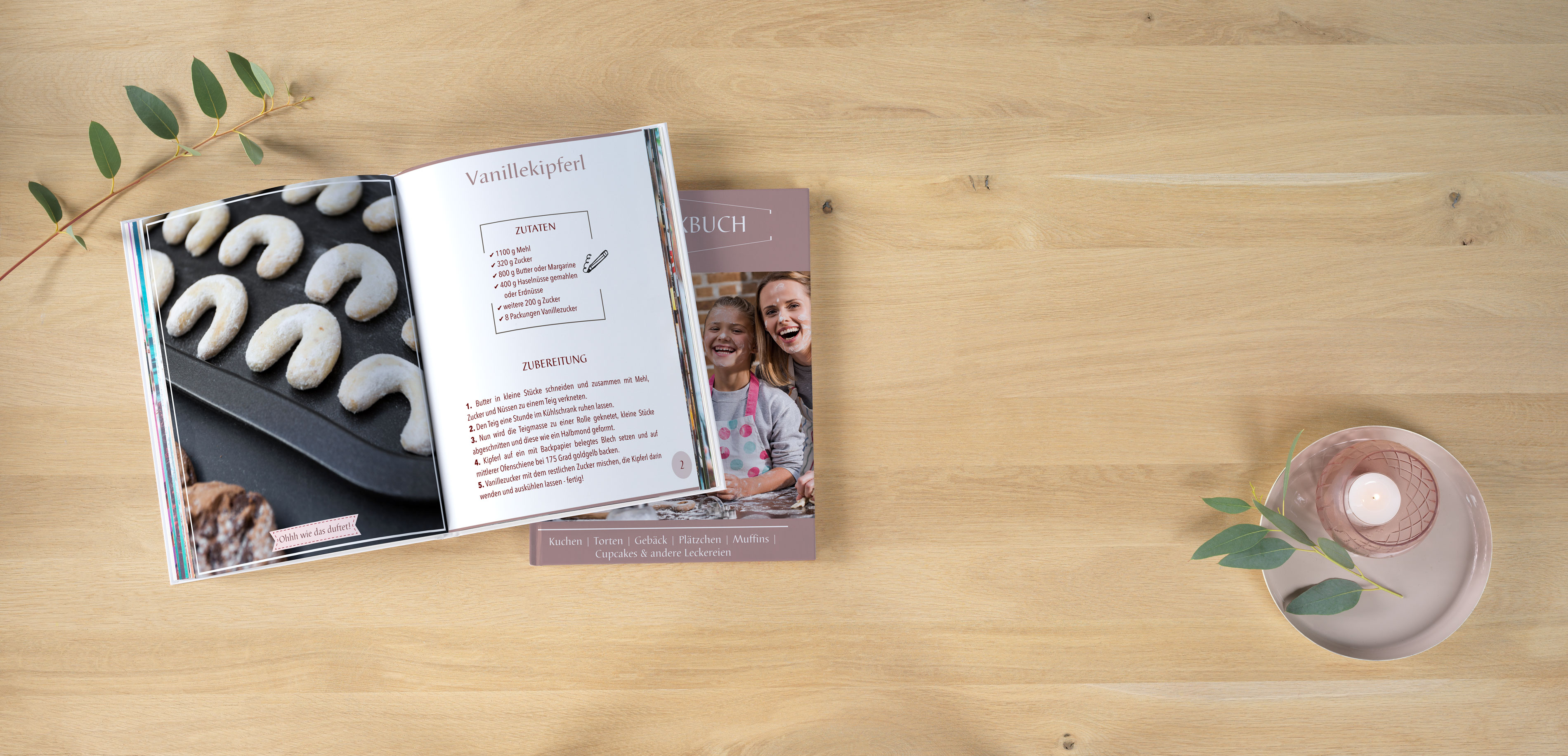 Pixum Fotobuch im Hochformat als Backbuch mit Rezepten und Familienfotos