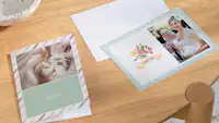 Karten mit Foto zur Taufe gestalten Karte mit Herzdesign