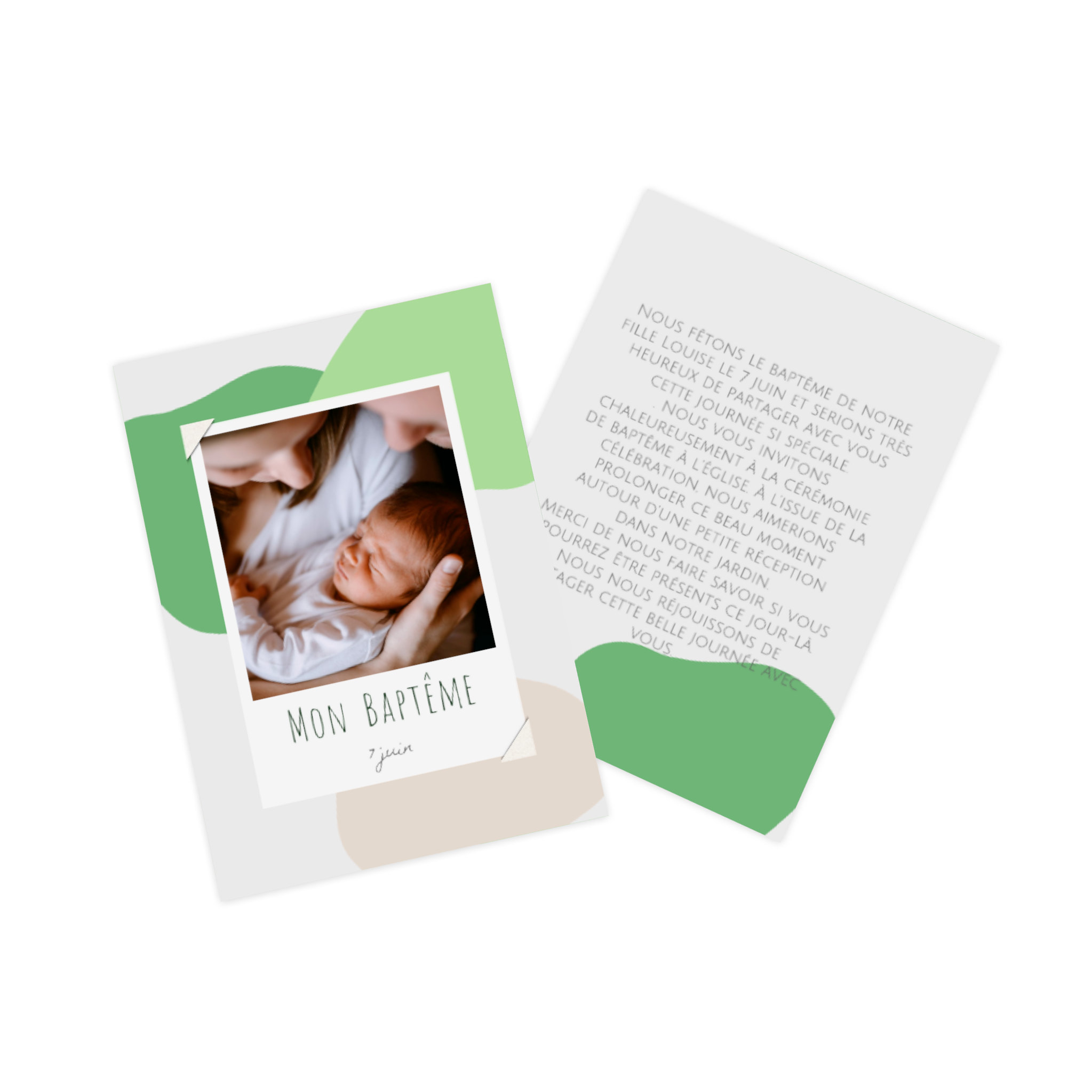 Carte d'invitation de baptême Green Bubbles.