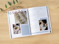 Pixum Fotobuch als Kochbuch Aufgeschlagenes Kochbuch mit dem Rezept und Fotos von Gyoza