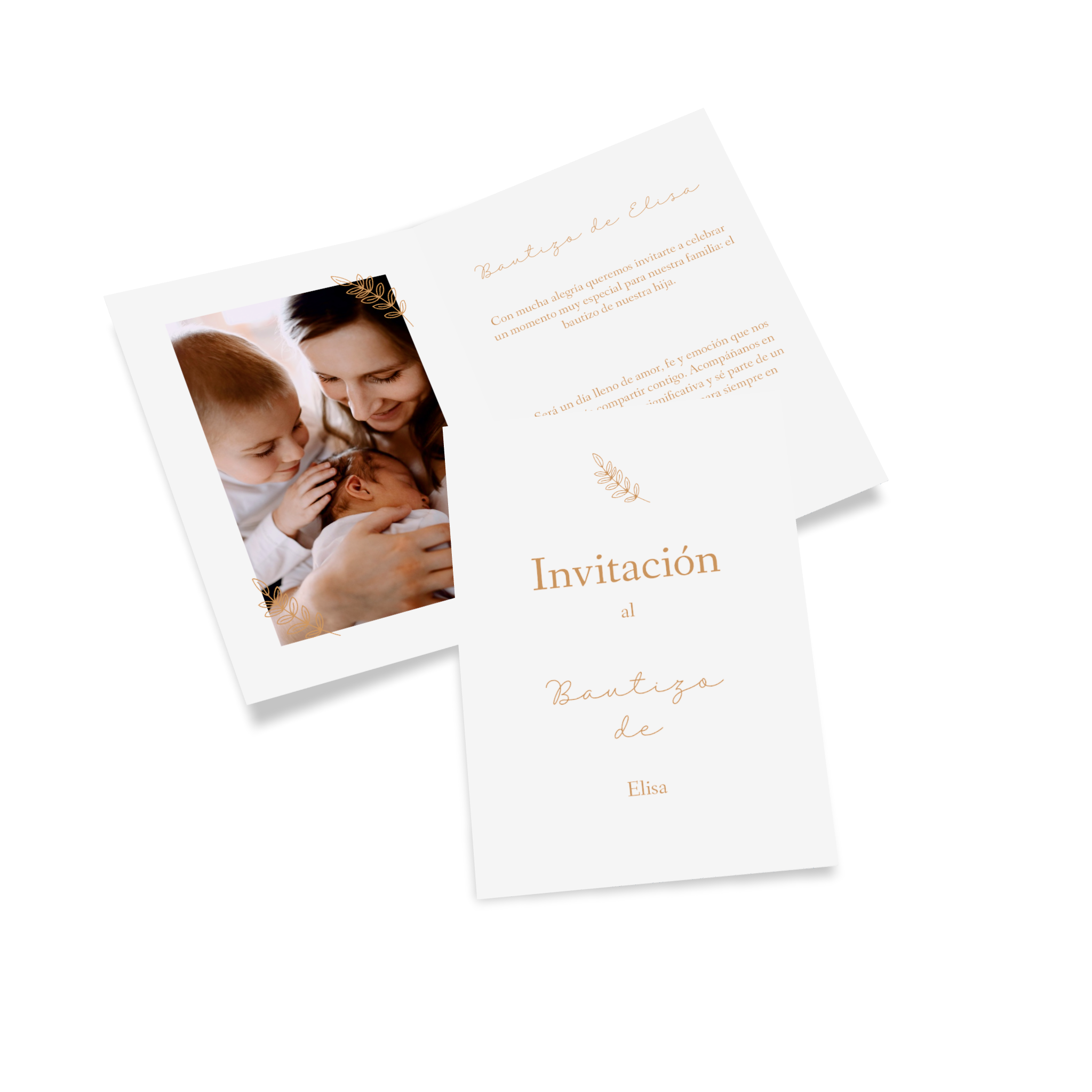 Invitación de bautizo personalizada con diseño y fotos