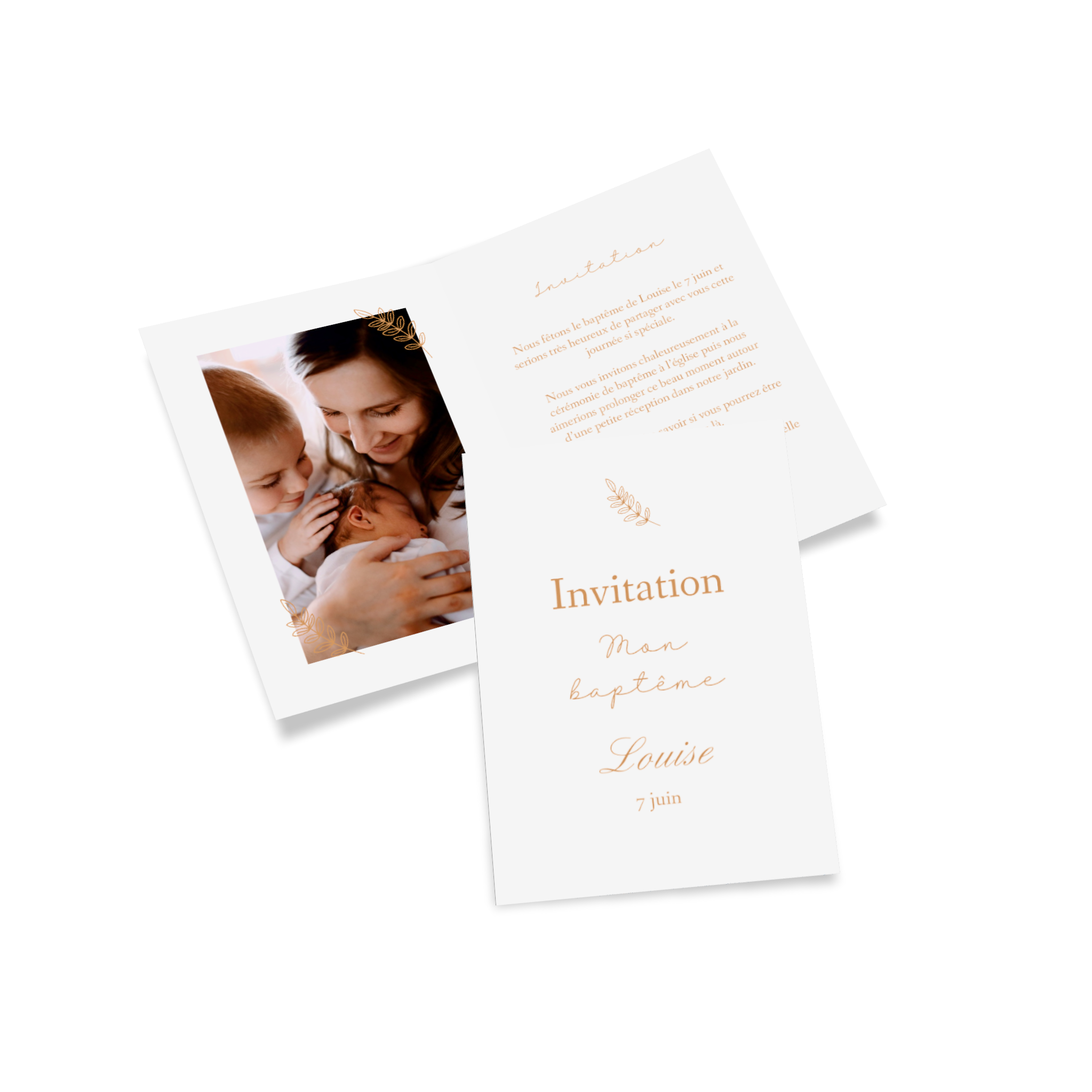Carte pliante comme invitation pour le baptême.