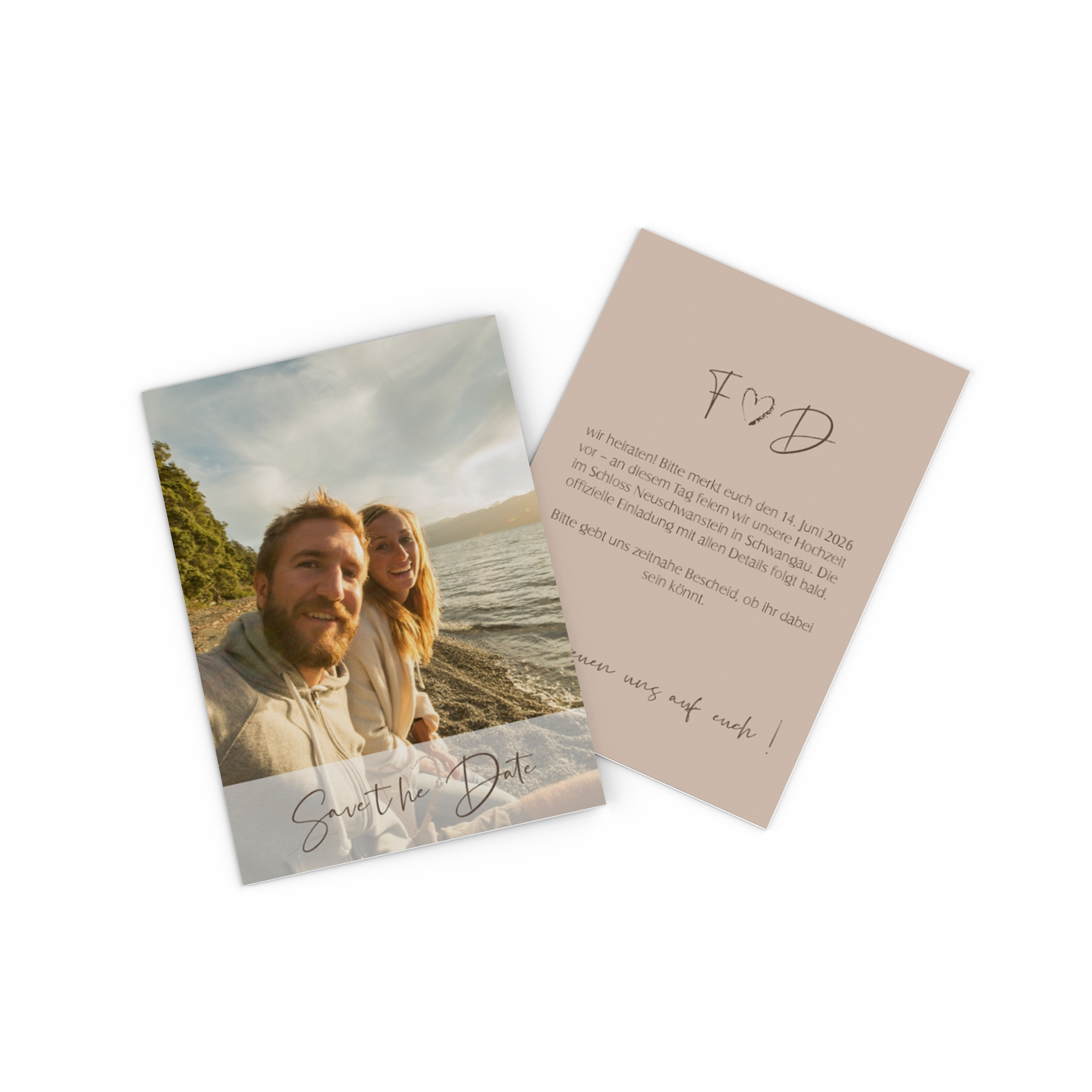 Fotokarte mit Pärchenfoto als Save the Date 