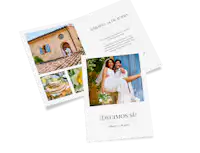 Diseña una tarjeta con foto como invitación de boda Una tarjeta con foto como invitación de boda con la foto de la pareja y sus nombres escritos