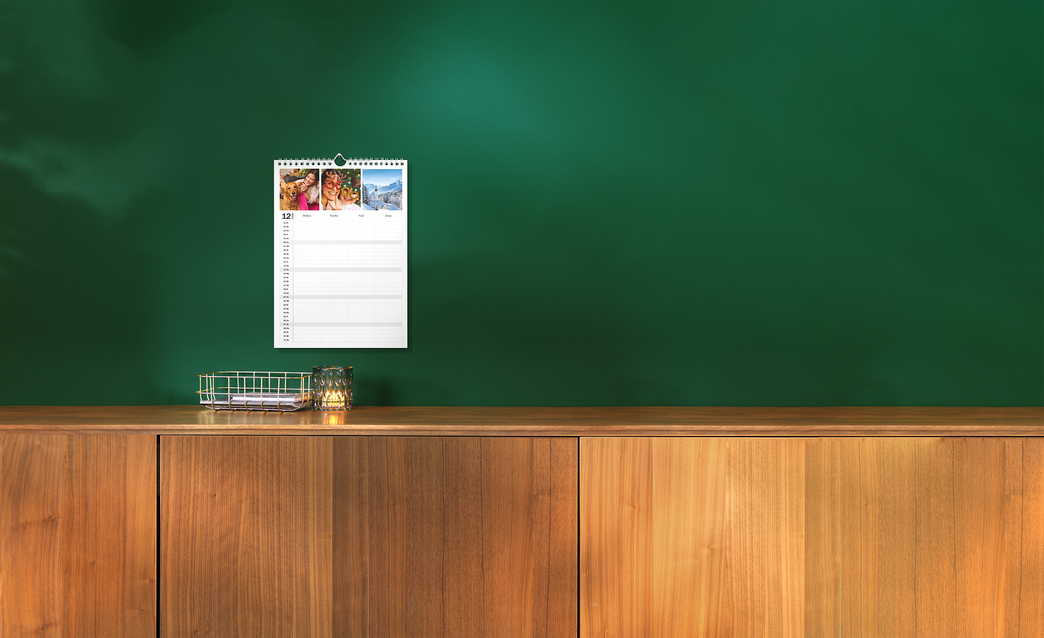 Gezinsplanner met kolommen in A4-formaat met eigen foto's.