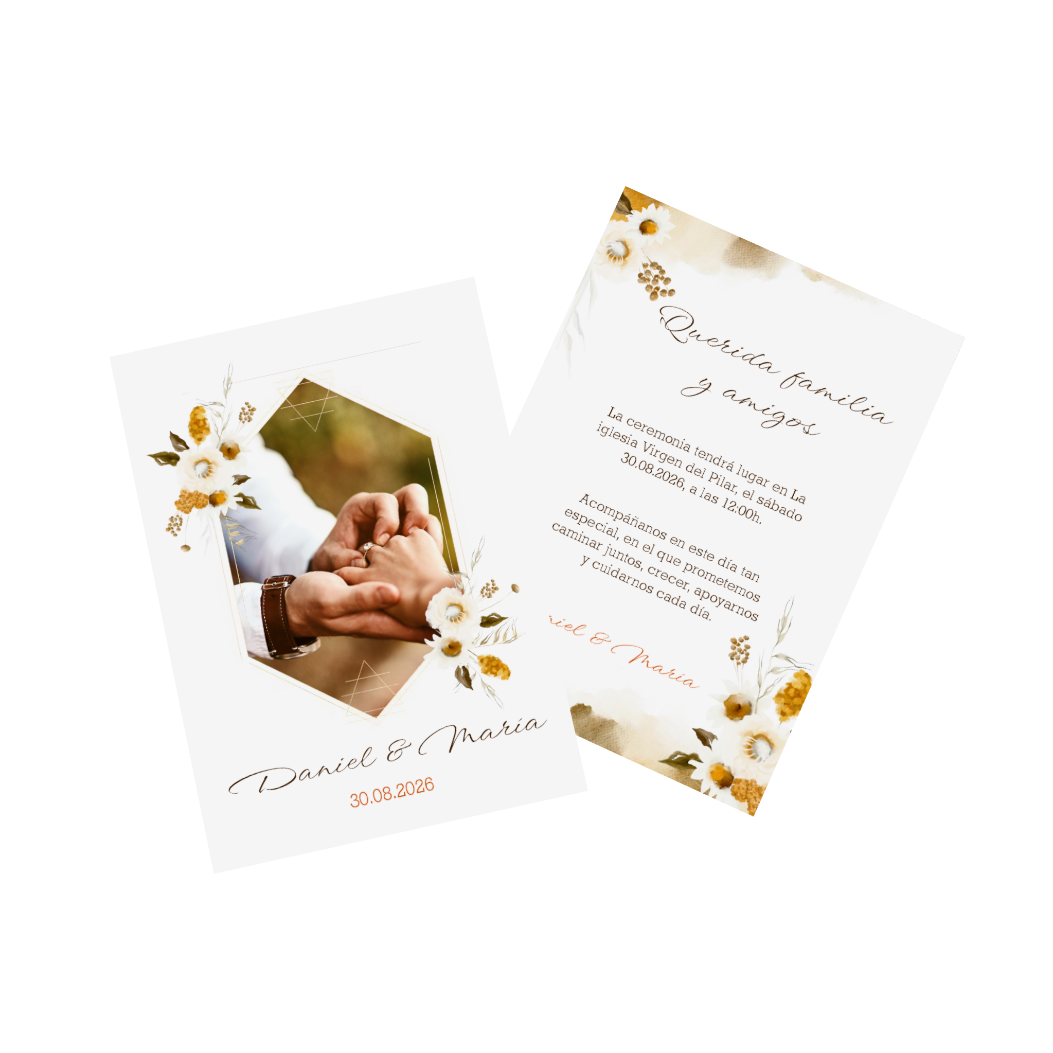 Tarjeta personalizada como invitación de boda