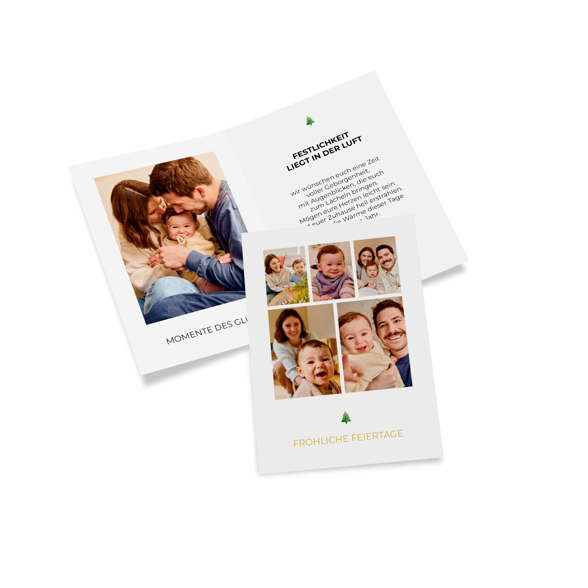 Klappkarte als Weihnachtskarte mit Familienfoto