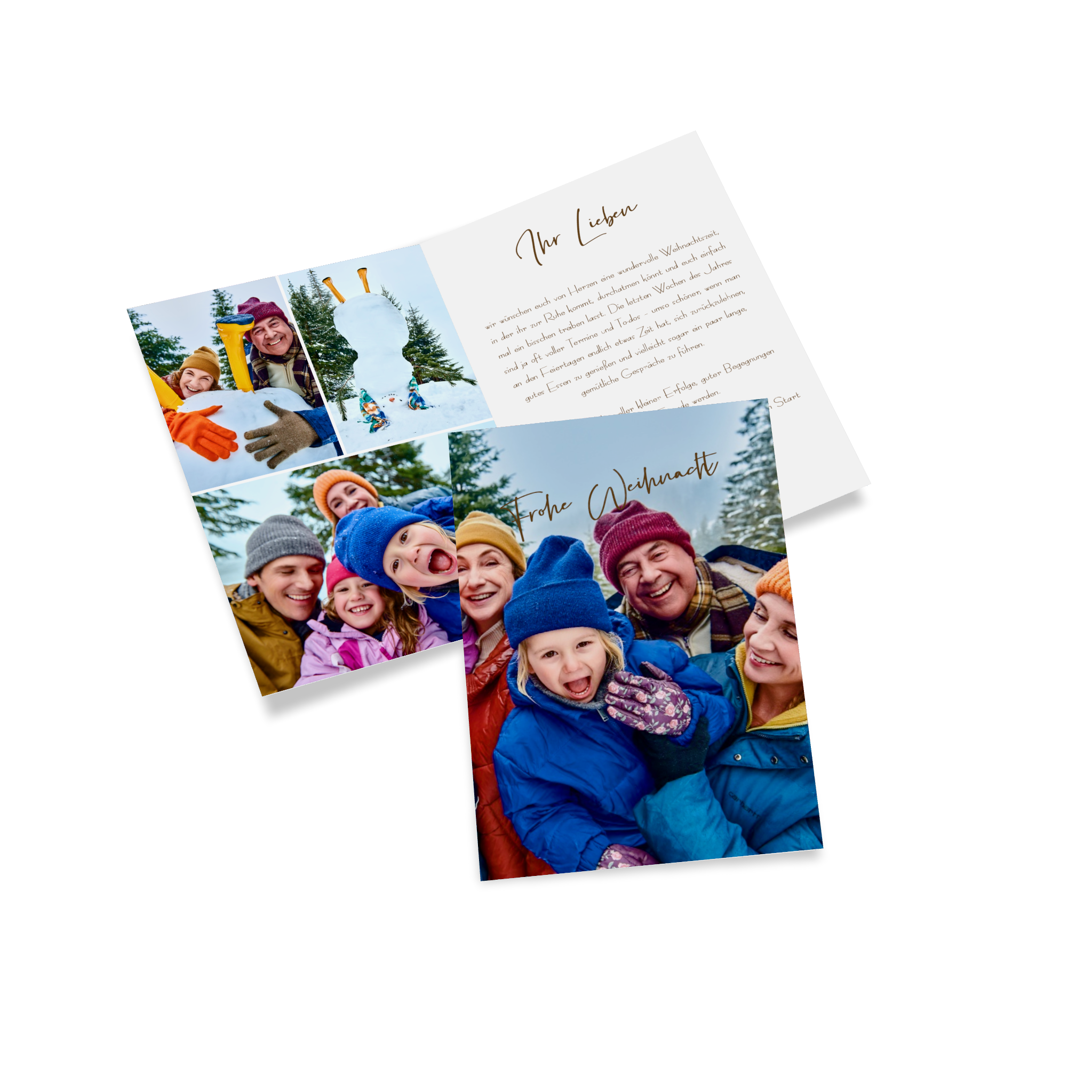 Klappkarte als Weihnachtskarte mit Familienfoto