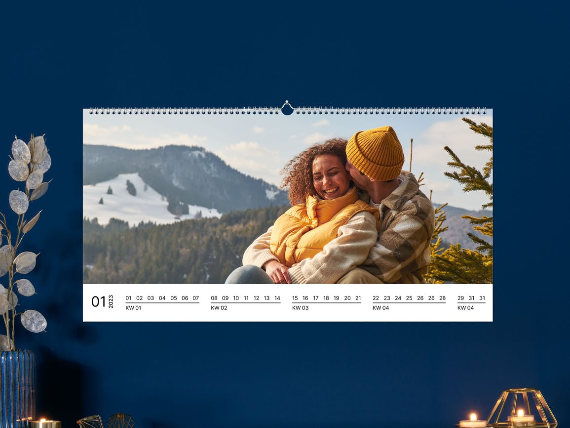 Pixum wandkalender in XXL panorama formaat met een winterse foto