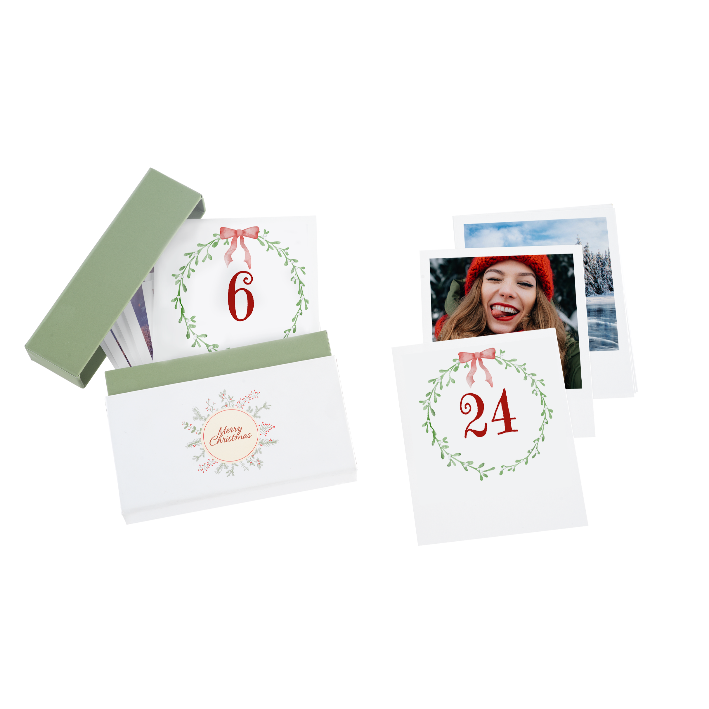 Calendario de Adviento vintage con fotos retro con fotos invernales