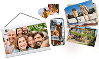 Bestel Pixum hoesjes voor mobiele telefoons, fotomagneten, fotoprints en posters Mobiele telefoonhoesjes, fotomagneten, fotoprints en posters met een mix van kleurrijke foto's.