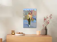 Lienzo con foto 45×30 cm Lienzo fotográfico de 45 x 30 cm colgado en la pared con una imagen de una escapada urbana.