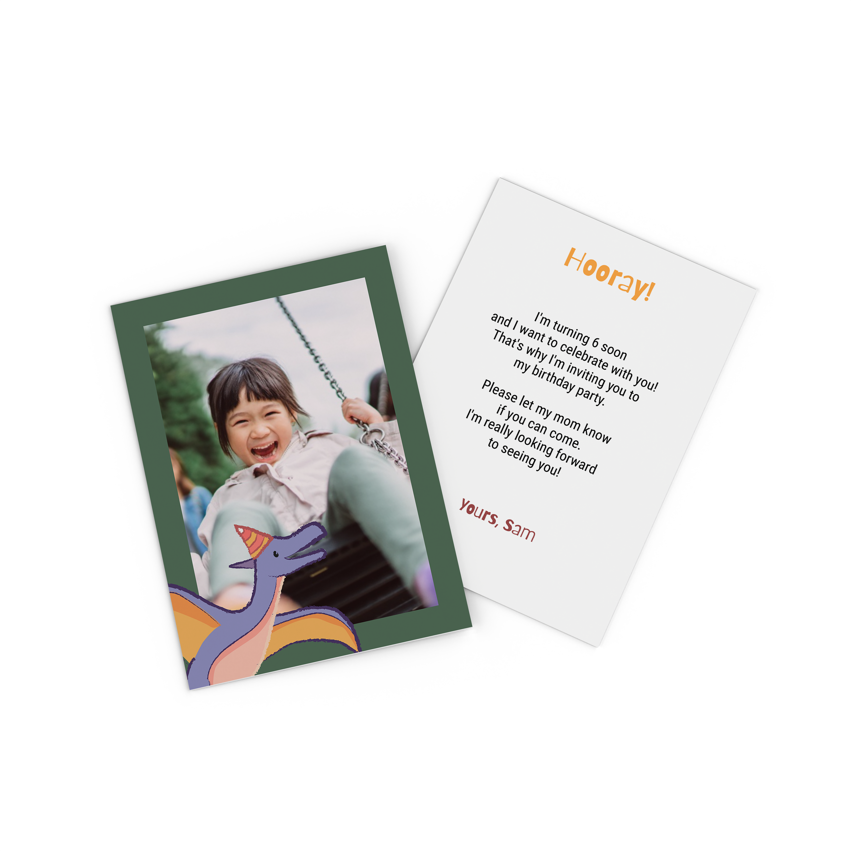 Carte d’anniversaire personnalisée avec dinosaure dessiné