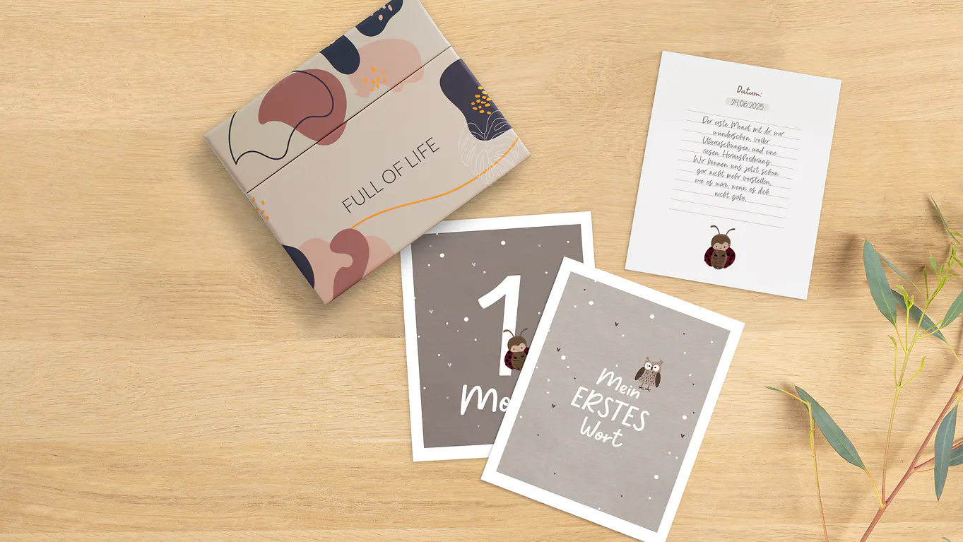 Meilensteinkarten mit Tierdesign und Aufbewahrungsbox Meilensteinkarten mit Tierdesign und Aufbewahrungsbox