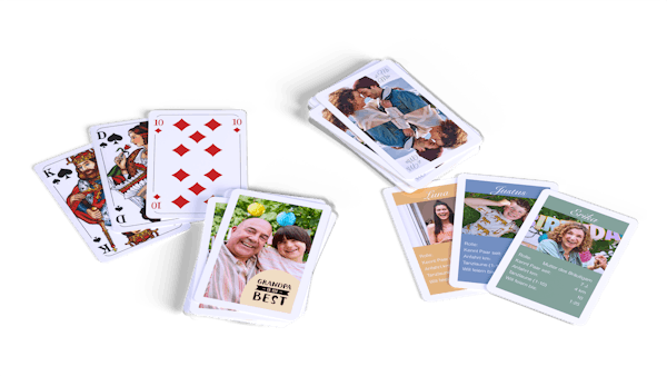 Personalisierte Spielkarten mit Fotos, Namen und individuellen Texten