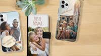 Fotohoesje met spreuk ontwerpen Verschillende telefoonhoesjes met teksten en zomerse foto's