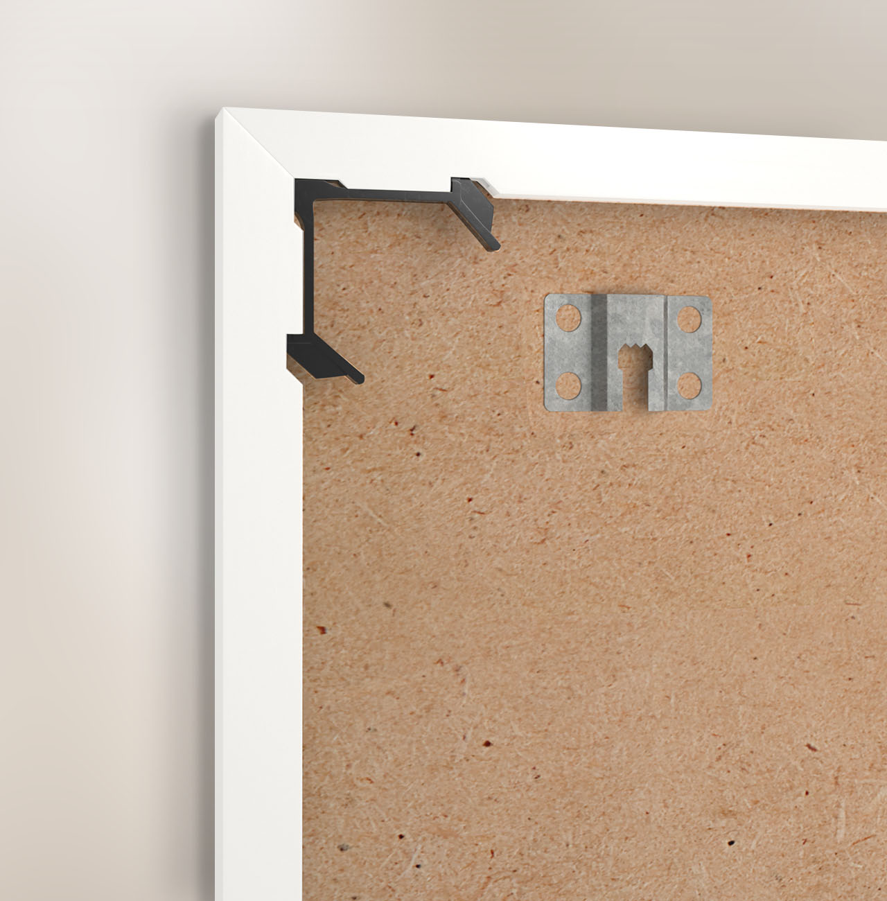 Detail snapshot of the plastic frame with wall brackets