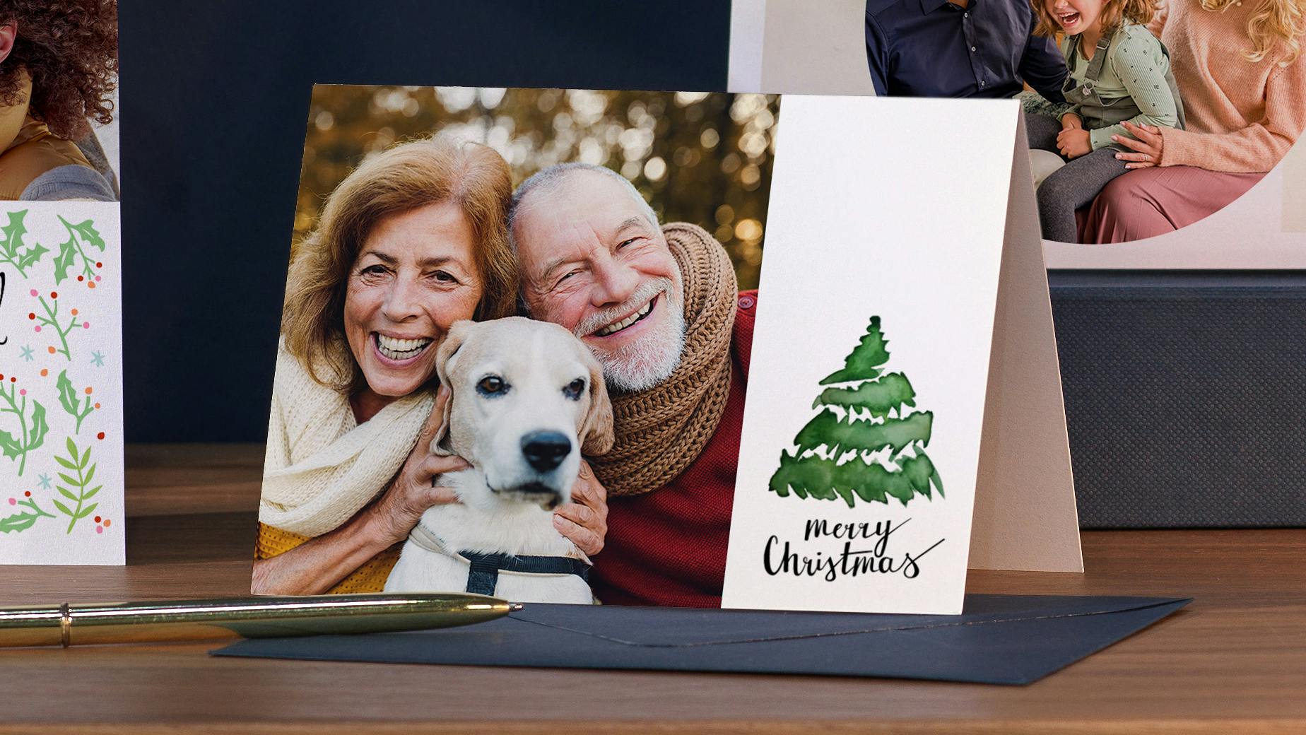 Trois cartes de vœux avec des photos de famille