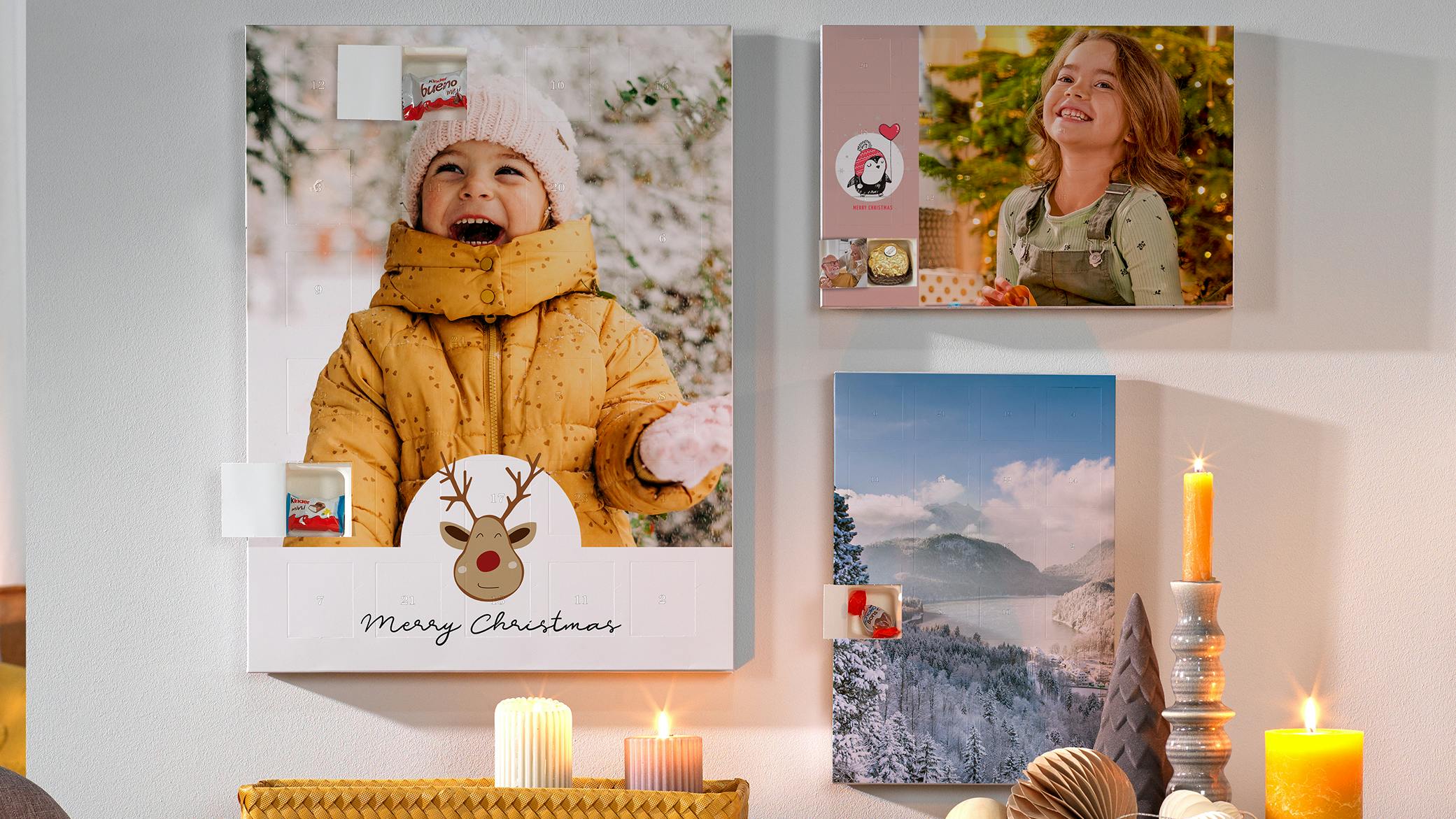 Calendarios de Adviento personalizados con chocolates kinder® y bombones Ferrero Rocher