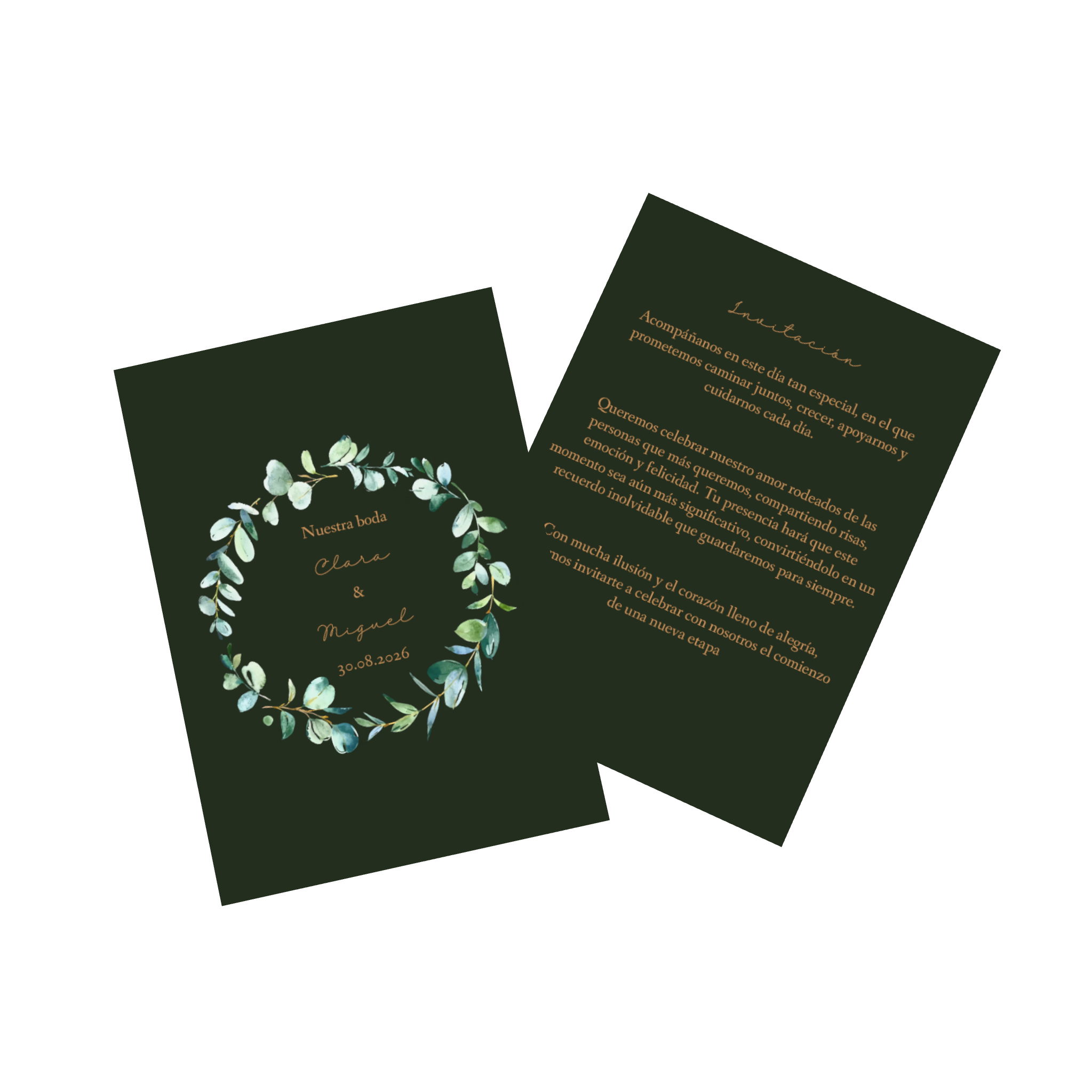 Tarjeta plegable como invitación a la boda con una decoración floral
