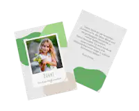 Fotokarte als Danksagung zur Konfirmation Bunte Danksagungskarte zur Konfirmation mit einem Foto des Konfirmationskind.