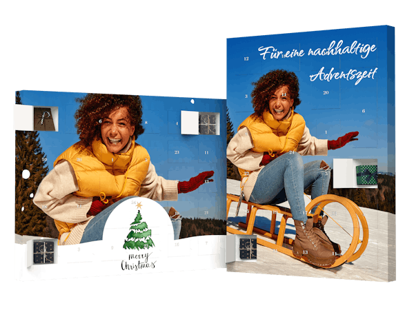 Freisteller nachhaltiger Foto-Adventskalender mit weihnachtlichem Design und Motiv