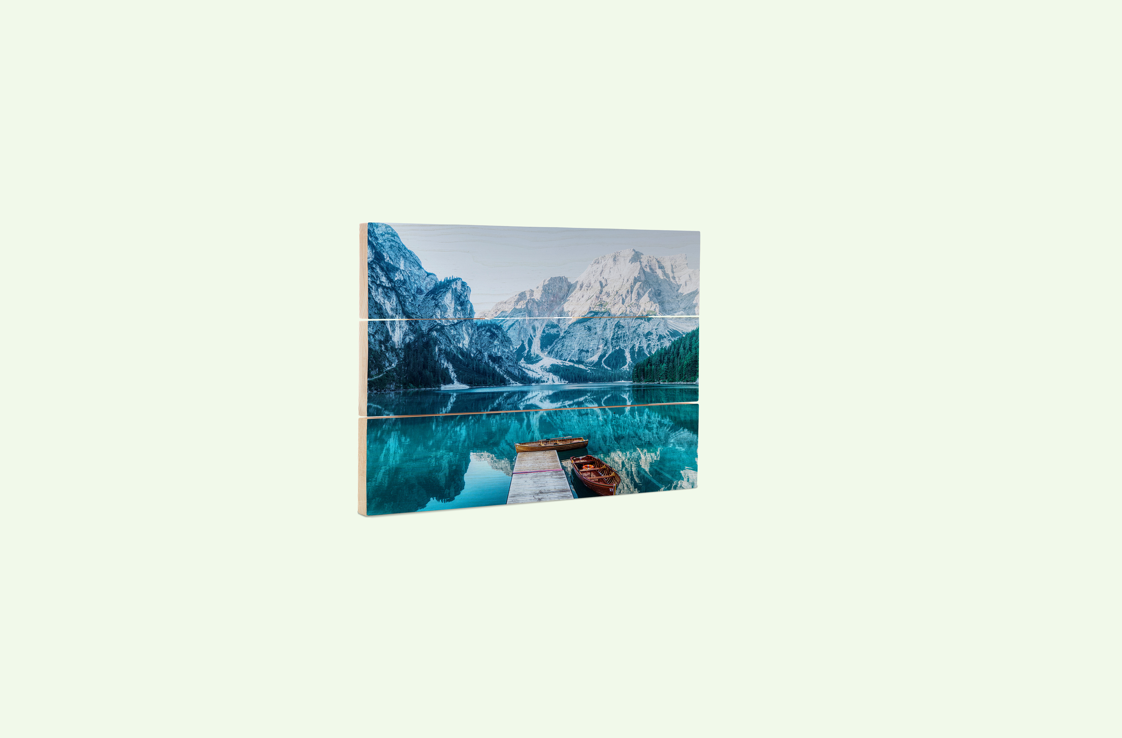 Tableau photo sur bois avec une photo de paysage hivernal