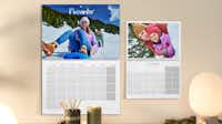 Klappkalender A3 und A4 mit winterlichen Motiven Klappkalender A3 und A4 mit winterlichen Motiven einer Familie im Schnee