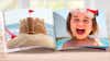 Mini livre photo carré avec une photo d'enfant à la plage