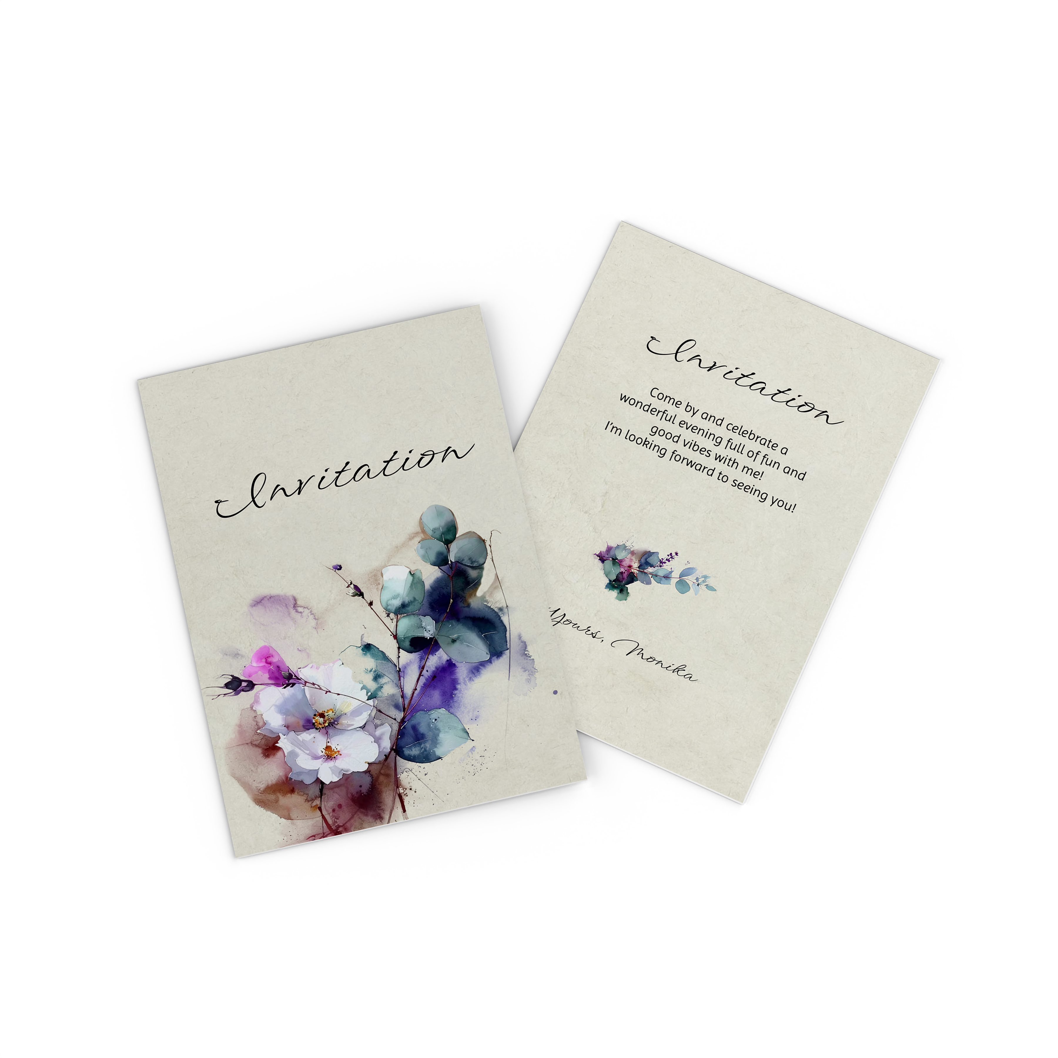 Carte d'invitation à un anniversaire personnalisée et avec un motif fleuri