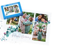 Fotopuzzel met 1500 stukjes Ravensburger fotopuzzel met 1500 stukjes en een collage met verjaardagsfoto's.