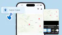 Álbum Digital Pixum en la app Una captura de pantalla con la opción de añadir mapas en la app Pixum