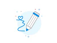 Designs Schreibender Stift in Design mit Cyan