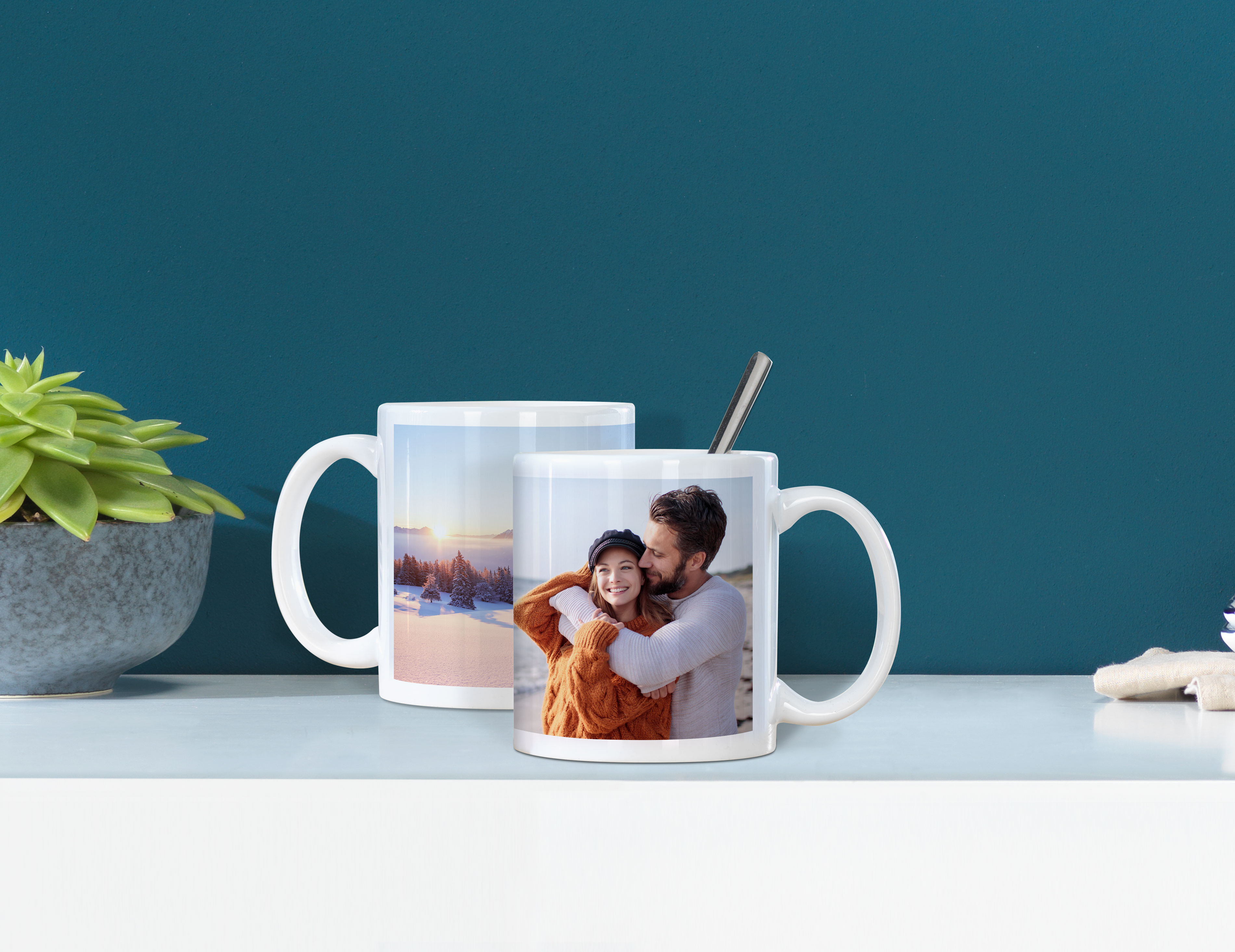 Taza con foto panorámica e interior blanco