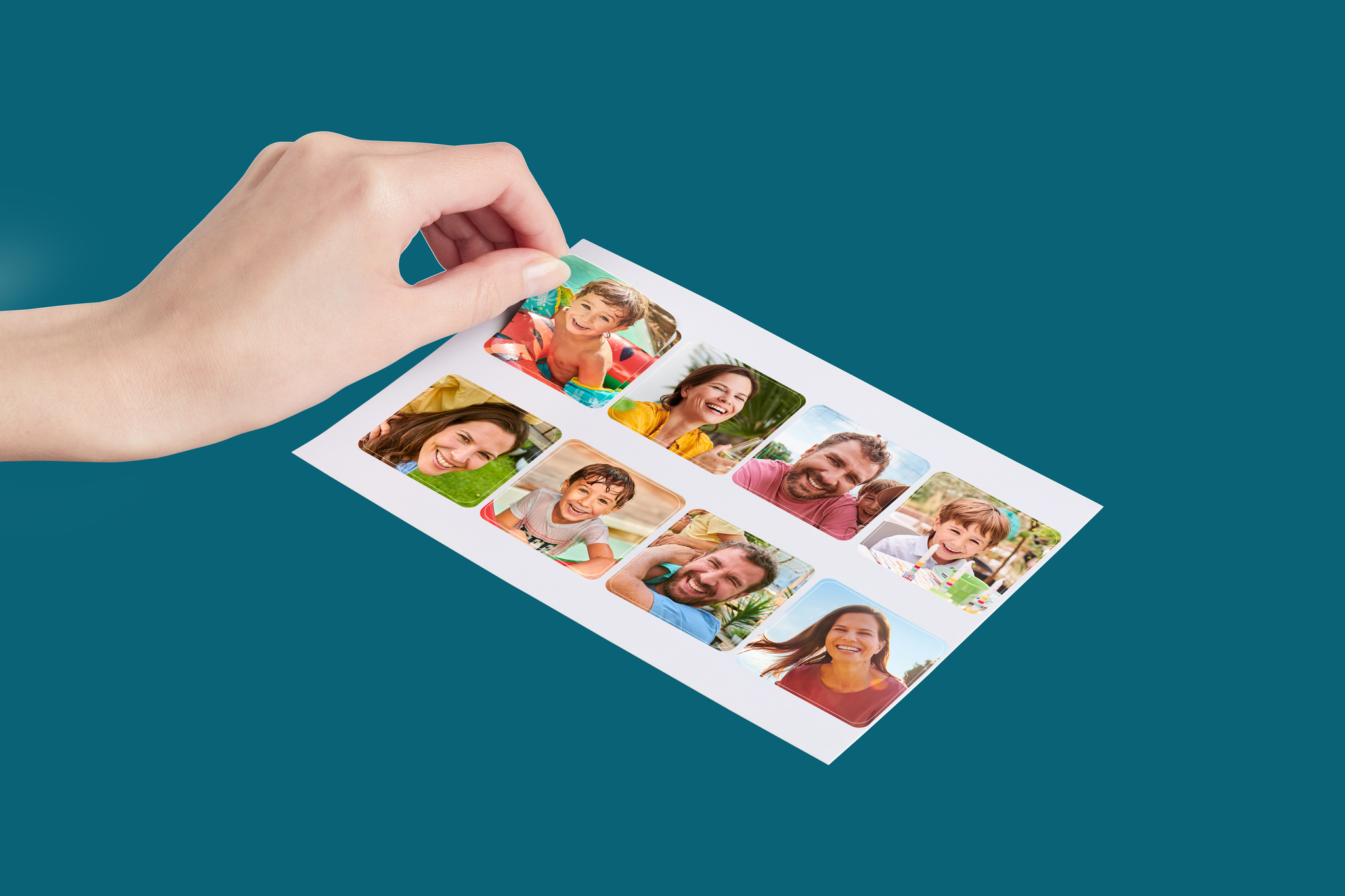 Quadratische Foto-Sticker auf mattem Fotopapier