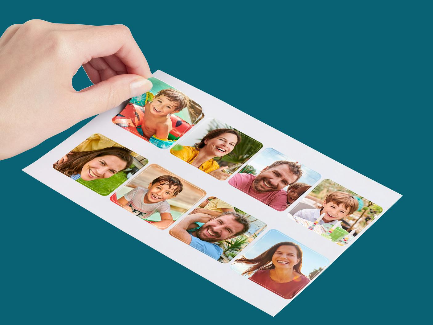 Quadratische Foto-Sticker auf mattem Fotopapier