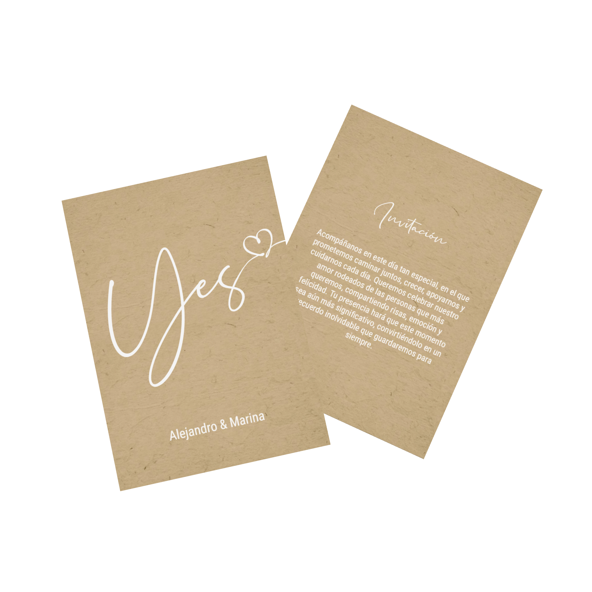 Tarjeta personalizada con texto como invitación de boda