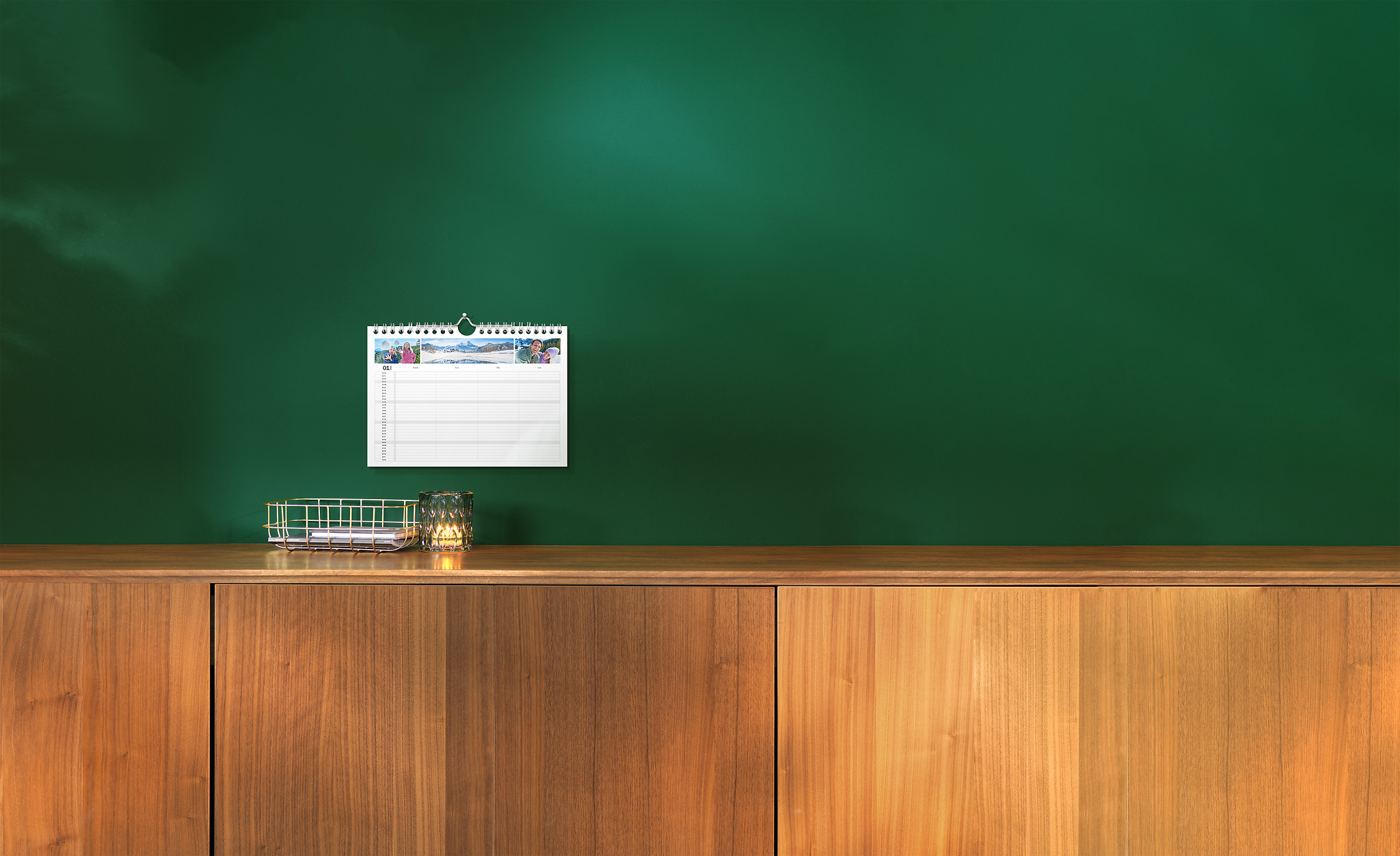 Familieplanner met vier kolommen in A5-formaat.