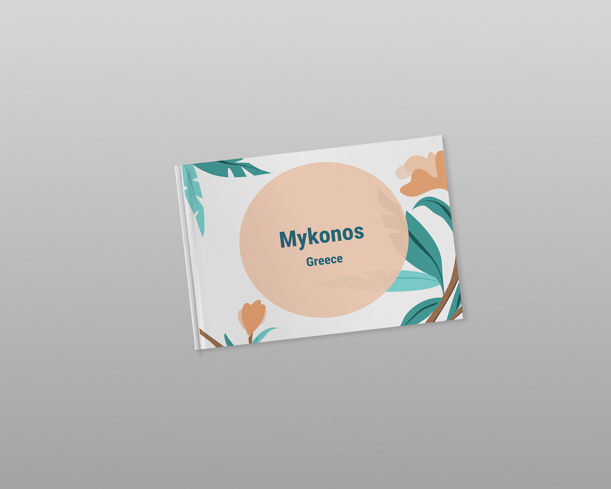 Design pour un album photo de voyage avec des cliparts exotiques sur la couverture.