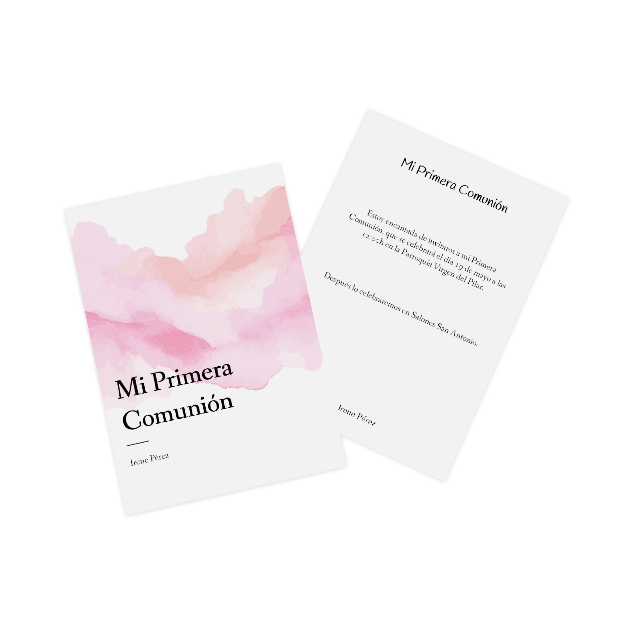 Tarjeta de invitación de comunión personalizada con texto