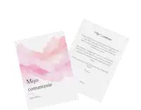 Hippe communiekaartjes maken Communiekaartje met tekst en aquareldesign.