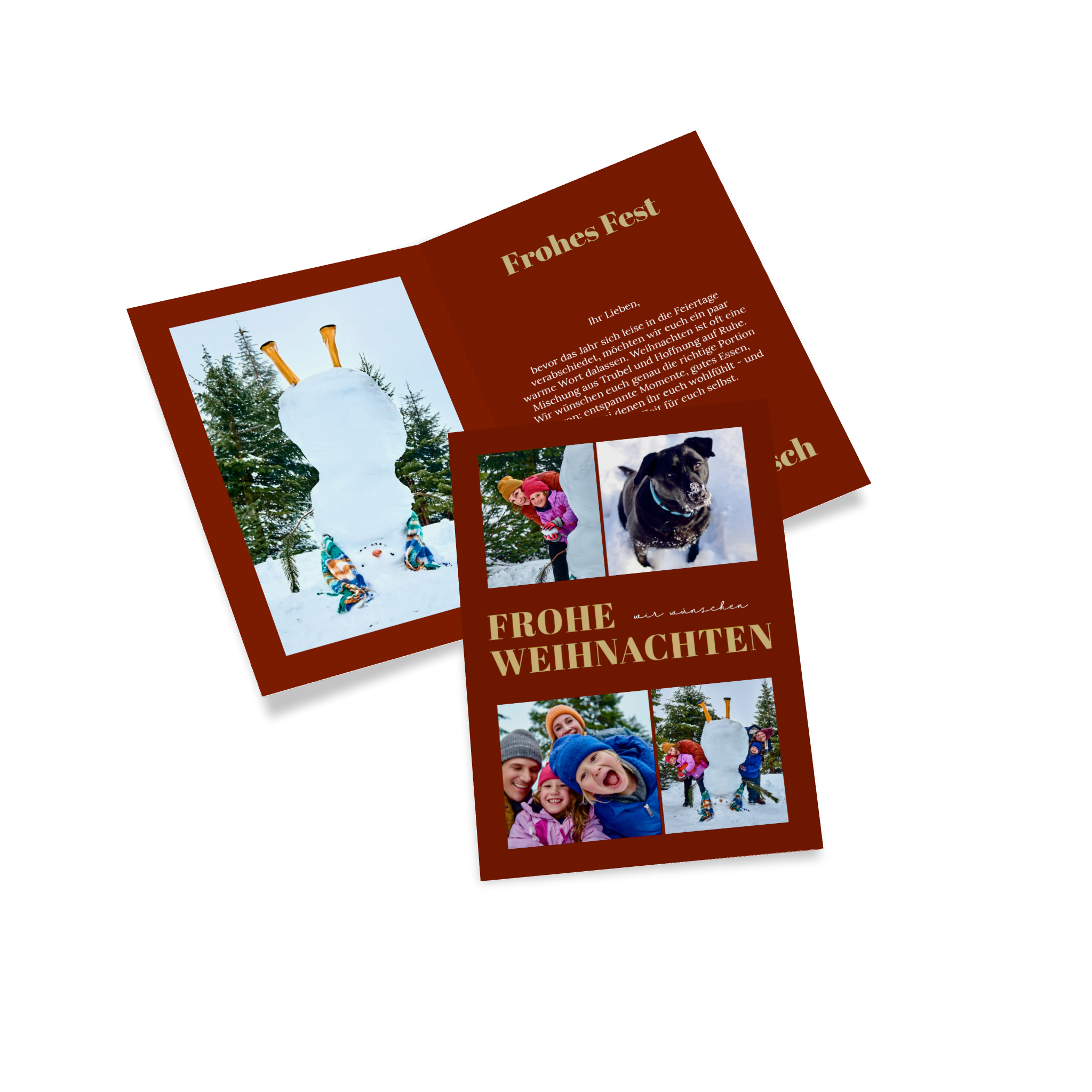 Klappkarte als Weihnachtskarte mit Familienfoto